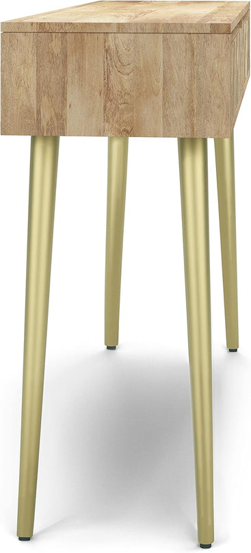 SIMPLIHOME Jager SOLID MANGO WOOD and Metal 48 Inch Wide Contemporary and Mid century Console Table in Natural, for The Living Room, Entryway and Bedroom - LeafyLoom