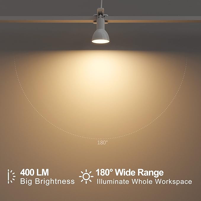 LED Clip on Light Book Reading 5W Super Bright 330° Rotation Clip on Lamp for Bed/Desk Lamp with Clamp White - LeafyLoom