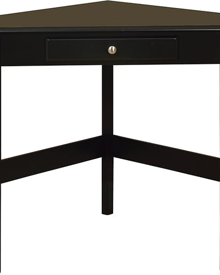 Kings Brand Furniture Wood Corner Desk with Drawer (Black) - LeafyLoom