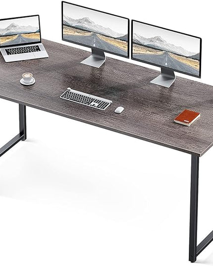 Coleshome 63 Inch Computer Desk, Modern Simple Style Desk for Home Office, Study Student Writing Desk,Grey Oak - LeafyLoom