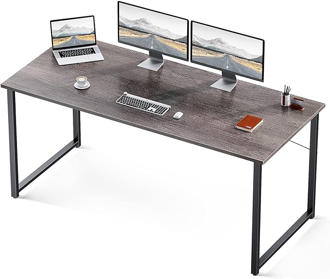 Coleshome 63 Inch Computer Desk, Modern Simple Style Desk for Home Office, Study Student Writing Desk,Grey Oak - LeafyLoom