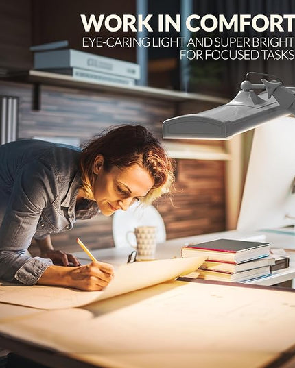 Super Bright 2,300 Lumens Powerful Professional Eye Care LED Desk Lamp, Brightness & Color Temperature Adjustable, Task Light for Home, beauty, Crafting, Office, Workbench (CCT, Dimmable, White) - LeafyLoom