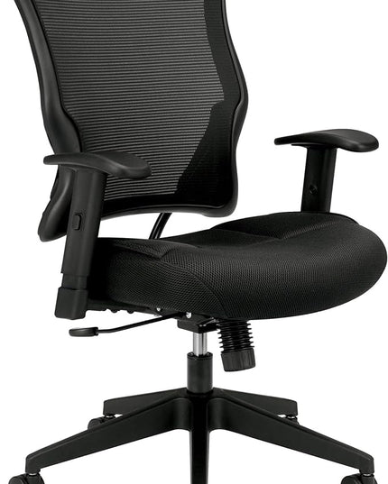HON Wave Ergonomic Office Chair Back Support with High Back Mesh, Adjustable Arms, Comfortable Cushion, 360 Swivel Wheels, Synchro-Tilt, Black - LeafyLoom