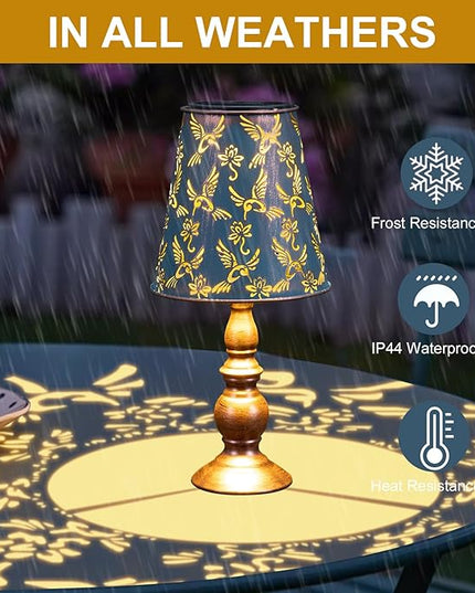 pearlstar Solar Table Lamps Bedside Lamps - Hummingbird Garden Waterproof Cordless Solar Table Lamps for Patio Garden Pathway Yard - LeafyLoom