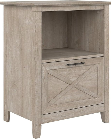 Bush Furniture Key West 1-Drawer Lateral File Cabinet, Letter/Legal, Washed Gray, 24-inch (KWF124WG-03) - LeafyLoom