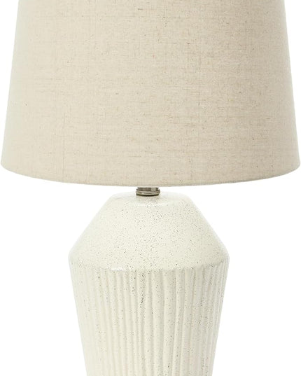 Creative Co-Op 13" Round Stoneware Desk Lamp, White - LeafyLoom