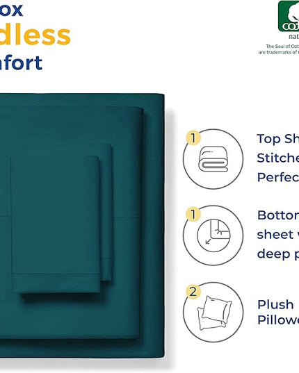 THREAD SPREAD 100% Egyptian Cotton Sheets Full Size - 600 Thread Count Sheets 4 PC 16" Deep Pocket Full Size Sheets Set, High Thread Count Soft Cooling Sateen Weave Hotel Luxury Sheets Set - Teal - LeafyLoom