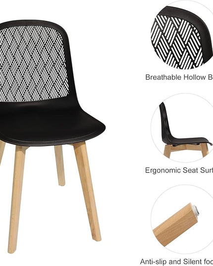Armless Modern Chairs with Wood Legs for Living, Bedroom, Kitchen,Dining,Lounge Waiting Room, Restaurants, Cafes, Set of 2… - LeafyLoom