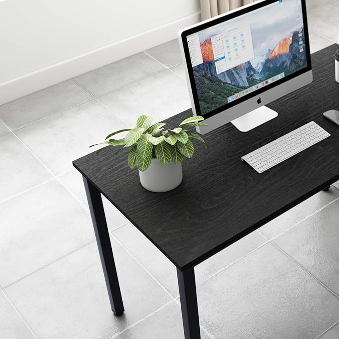 SogesGame Computer Desk, 47.2 inches Small Office Desk Computer Table Study Writing Desk Workstation for Home Office, Black Dining Table - LeafyLoom