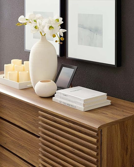 Modway Render 63" Mid-Century Modern Sideboard Buffet Table or TV Stand in Walnut - LeafyLoom
