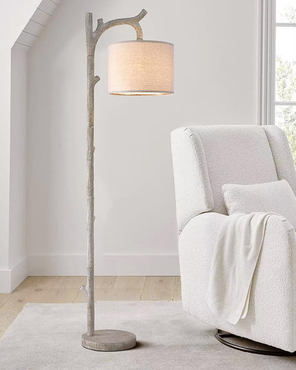 OYEARS Rustic Farmhouse Tree Trunk Floor Lamp Classic Country Wood Grain Resin Vintage 61.25" Standing Floor Lamp Retro Decorative Lamp for Bedroom Living Room Office… - LeafyLoom