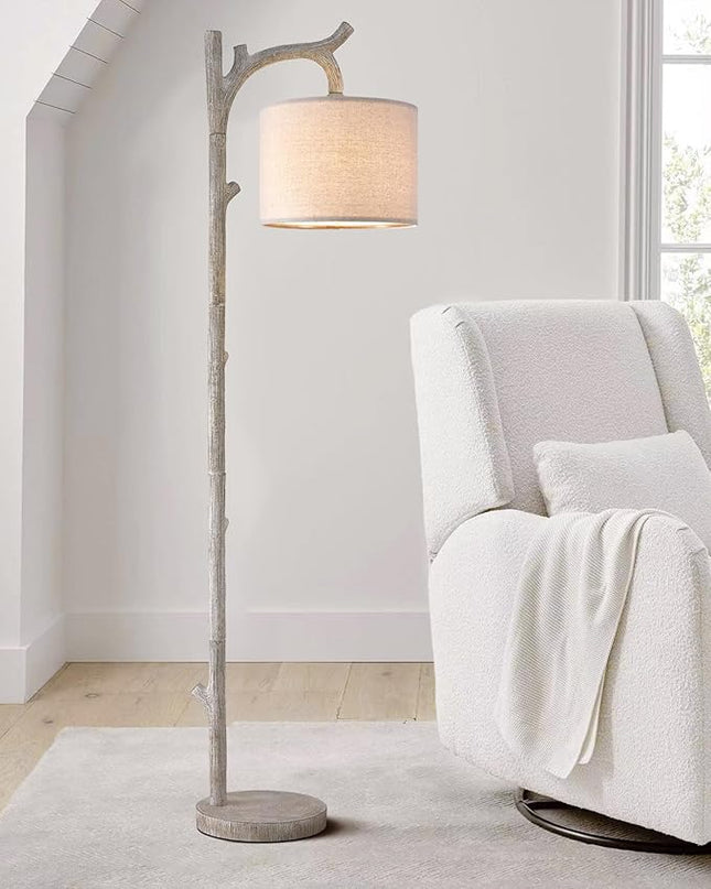 OYEARS Rustic Farmhouse Tree Trunk Floor Lamp Classic Country Wood Grain Resin Vintage 61.25" Standing Floor Lamp Retro Decorative Lamp for Bedroom Living Room Office… - LeafyLoom