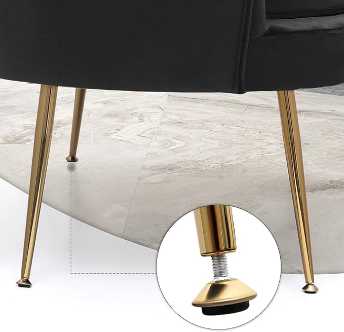 MoNiBloom 52" Black Velvet Loveseat Sofa with 2 Pillows, Modern 2-Seater Sofa Upholstered Tufted Love Seat Couch with Golden Metal Legs for Living Room Conference Room, 300 Lbs Capacity - LeafyLoom