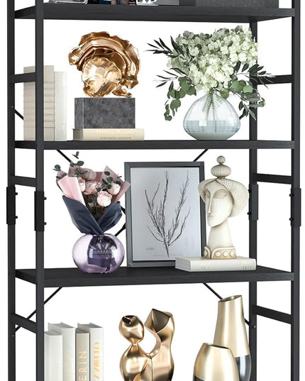 NUMENN 6 Tier Bookshelf, Tall Bookcase Shelf Storage Organizer, Modern Book Shelf for Bedroom, Living Room and Home Office, Black - LeafyLoom