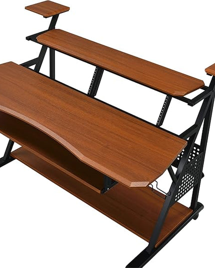 NicBex Laik-DW-00056-DX Desks, 67" W x 38" D x 42" H, Cherry - LeafyLoom
