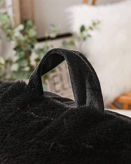 Aimuan Reading Pillow Bed Rest Pillow with Arms Rabbit Fur Cushion for Adults Teens Incline Rest Sitting up & Sleeping Snoring Pillow with Pregnancy Lumbar Back Support (Standard, Black) - LeafyLoom