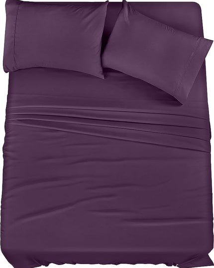 Utopia Bedding Queen Bed Sheets Set - 4 Piece Bedding - Brushed Microfiber - Shrinkage and Fade Resistant - Easy Care (Queen, Purple) - LeafyLoom