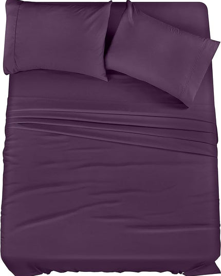 Utopia Bedding King Bed Sheets Set - 4 Piece Bedding - Brushed Microfiber - Shrinkage and Fade Resistant - Easy Care (King, Purple) - LeafyLoom