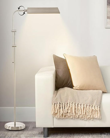 Pharmacy Floor Lamp, Height Adjustable Floor Lamp for Living Room Led Floor Lamp Modern Tall Lamp with 350° Swing Arm Led Standing Lamp for Bedroom Office Modern Floor Lamp Pedal Switch - LeafyLoom