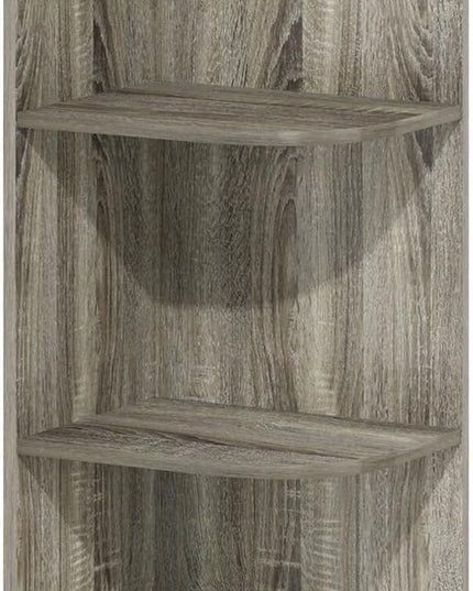 Furinno Pasir 5-Tier Corner Open Shelf Bookcase, French Oak - LeafyLoom