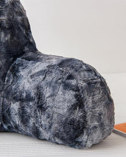 A Nice Night Faux Fur Soft Reading Pillow Bed Wedge Adult Backrest with Arms Back Support for Sitting Up in Bed/Couch for Bedrest,Tie Dyed Gray,Large - LeafyLoom