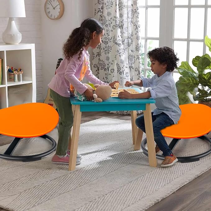 Kids Sensory Swivel Chair, Autism Sensory Chair, Spinning Chair for Autistic Kids, Small Space, Spin Seat, Metal Base, Non-Slip Design, Orange - LeafyLoom