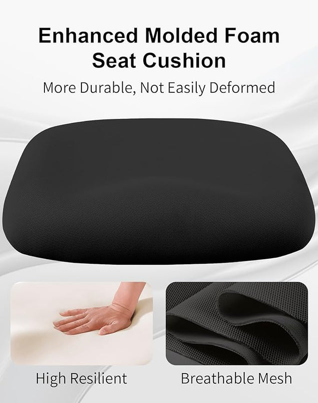 Ergonomic Office Chair with Footrest | Adjustable Lumbar Support, Reclining Desk Chair with Leg Rest, Comfortable Mesh Computer Chair for Home & Office (Black) - LeafyLoom