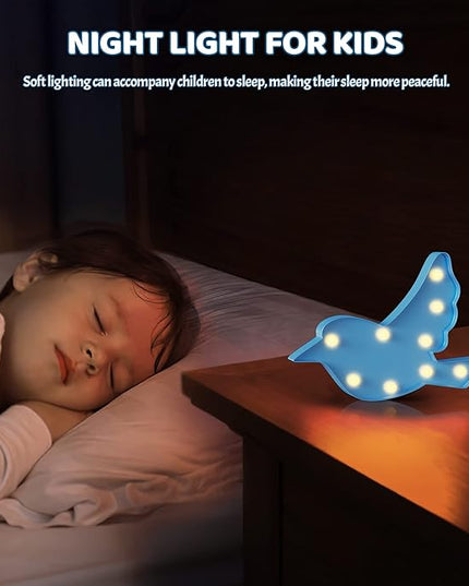 Blue Bird Decor, Battery Powered Bird Night Light for Kids, Pink Party Decorations, Baby Night Light for Bedroom, Toddler Night Lights, Girls Room Decor - LeafyLoom