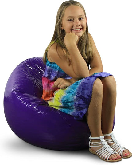 Wet Look Vinyl Bean Bags, Jr Child, Grape - LeafyLoom