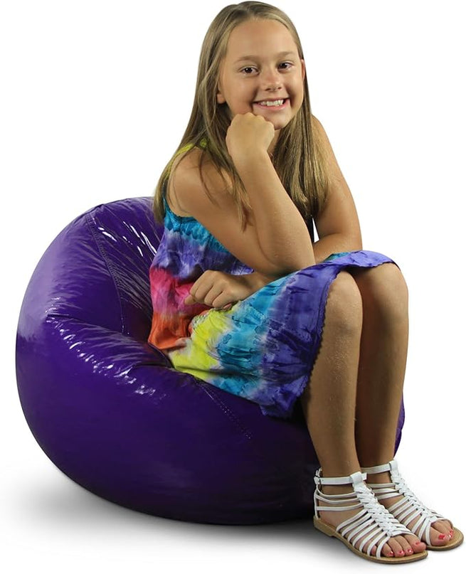 Wet Look Vinyl Bean Bags, Jr Child, Grape - LeafyLoom
