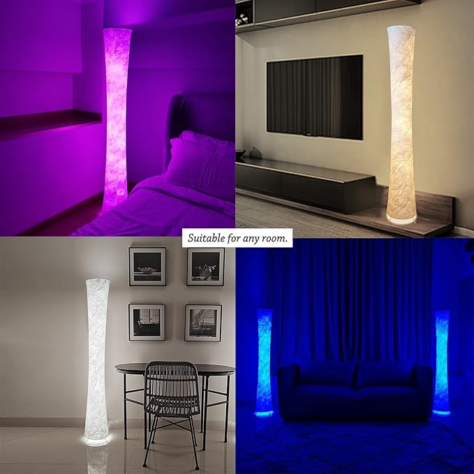 Floor Lamp for Living Room 61" LED Floor Lamp Corner Floor Lamps RGB Color Changing Floor Lamp Smart Dimmable Floor Lamp with Remote & APP Control & Music Sync Modern Floor Lamp for Bedroom - LeafyLoom