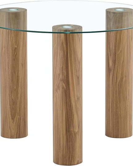 NicBex 40Inch Round Dining Table,Modern Kitchen Table with Tempered Glass Tabletop and Wooden MDF Legs for 2 to 4,Leisure Coffee Table for Kitchen,Small Space and Living Room,Easy Clean,Transparent - LeafyLoom