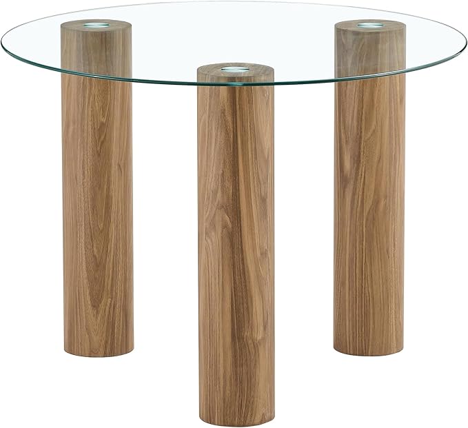 NicBex 40Inch Round Dining Table,Modern Kitchen Table with Tempered Glass Tabletop and Wooden MDF Legs for 2 to 4,Leisure Coffee Table for Kitchen,Small Space and Living Room,Easy Clean,Transparent - LeafyLoom
