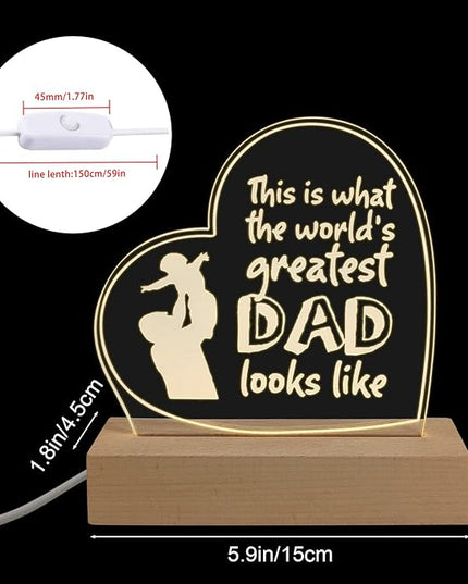 Wood LED Display Base with Acrylic Sheet, Dad Gifts from Daughter Son LED Acrylic Light Base Wood Display LED Stand - LeafyLoom