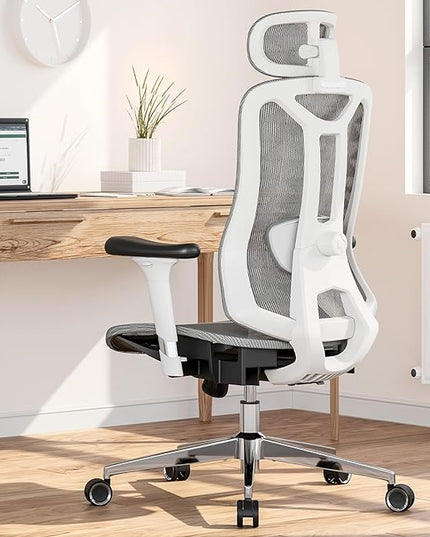 Ergonomic Office Chair: Seat Depth Adjustable Office Chair with 3D Lumbar Support, Ergonomic Computer Chair with Headrest, Home Office Desk Chair with 3D Armrest, Tilt Function - LeafyLoom