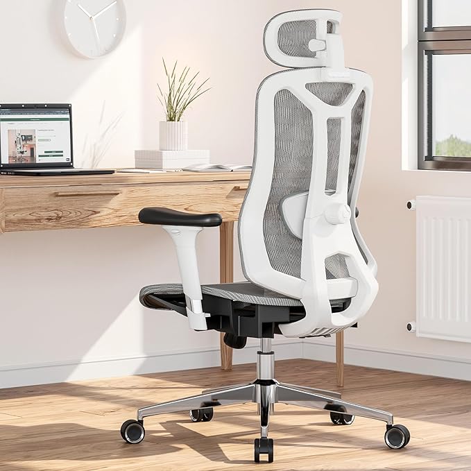 Ergonomic Office Chair: Seat Depth Adjustable Office Chair with 3D Lumbar Support, Ergonomic Computer Chair with Headrest, Home Office Desk Chair with 3D Armrest, Tilt Function - LeafyLoom