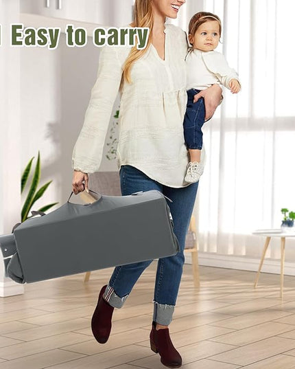 5 in 1 Infant Newborn Baby Crib,Baby Bassinet Bedside Cribs,Pack and Play with Bassinet and Changing Table,Portable Travel Baby Playpen with Bassinet Toys & Music Box,Portable Travel Crib,Dark Gray - LeafyLoom