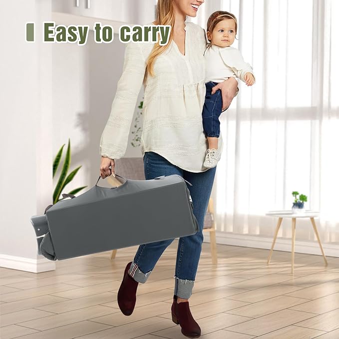 5 in 1 Infant Newborn Baby Crib,Baby Bassinet Bedside Cribs,Pack and Play with Bassinet and Changing Table,Portable Travel Baby Playpen with Bassinet Toys & Music Box,Portable Travel Crib,Dark Gray - LeafyLoom