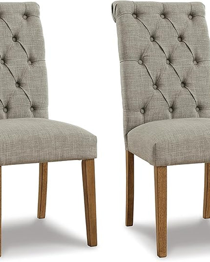 Signature Design by Ashley Harvina French Country Tufted Upholstered Dining Chair, 2 Count, Light Gray - LeafyLoom
