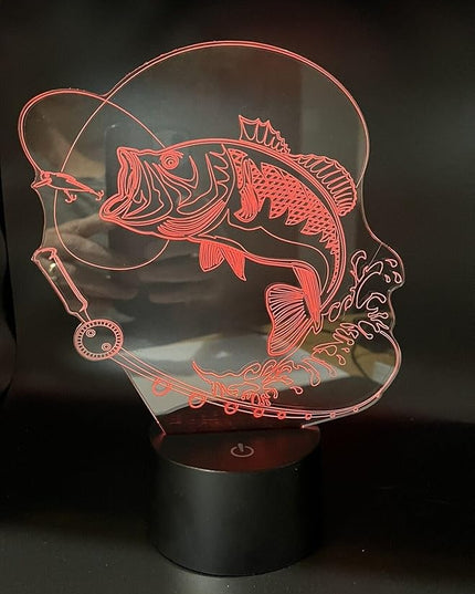 3D Fish Fishing Night Light Table Desk Optical Illusion Lamps 7 Color Changing Lights LED Table Lamp Home Love Birthday Children Kids Decor Toy Gift - LeafyLoom