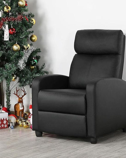 Yaheetech Recliner Chair PU Leather Recliner Sofa Home Theater Seating with Lumbar Support Overstuffed High-Density Sponge Push Back Recliners Armchair for Living Room - LeafyLoom
