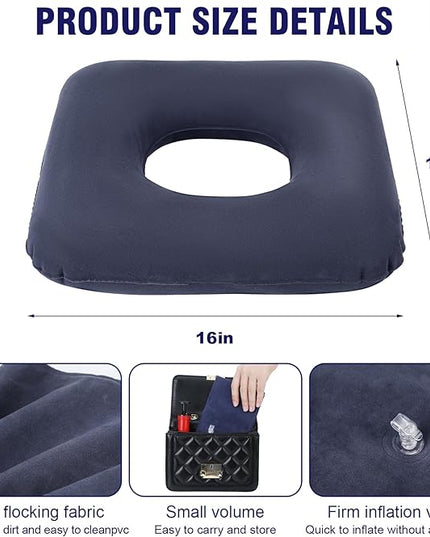 4 Pcs Donut Cushion Inflatable Donut Pillow Portable Anti Bedsore Seat Pillow Donut Pillow Cushion with 2 Air Pump for Tailbone Pain, Hemorrhoids, Pregnancy, Bedsore - LeafyLoom