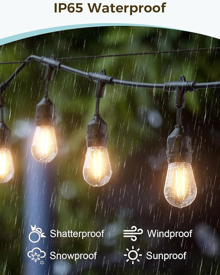 XMCOSY+ Smart Outdoor String Lights, 72.5 Ft Patio Lights with 22 Edison Shatterproof Bulbs, APP & WiFi Control Dimmable Outdoor Light, Work with Alexa, IP65 Waterproof LED String Light for Outside XMcosy