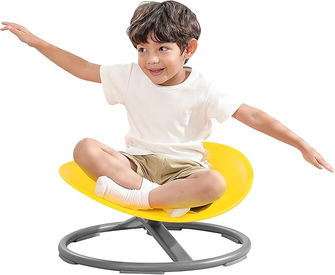 Spinning Chair for Kids Autism Sensory Products Sit and Spin Autism Toys Sensory Chair ADHD Chair Swivel Chair Training Body Coordination (Yellow) - LeafyLoom