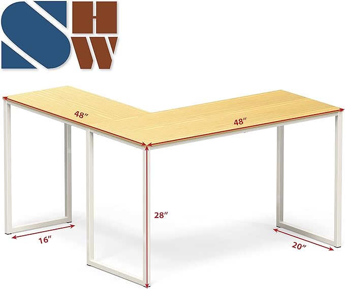 SHW 48-Inch Mission L-Shaped Home Computer Desk, Oak - LeafyLoom