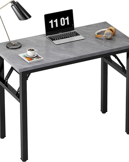 Need Small Computer Desk 31.5 inches Folding Table No Assembly Sturdy Small Writing Desk Folding Desk for Small Spaces, Grey AC5-8040-LB - LeafyLoom