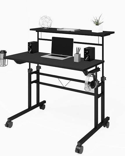 NicBex Laik-DW-00050-DX Desks, 35.25" W x 25" D x 28" H, Black - LeafyLoom