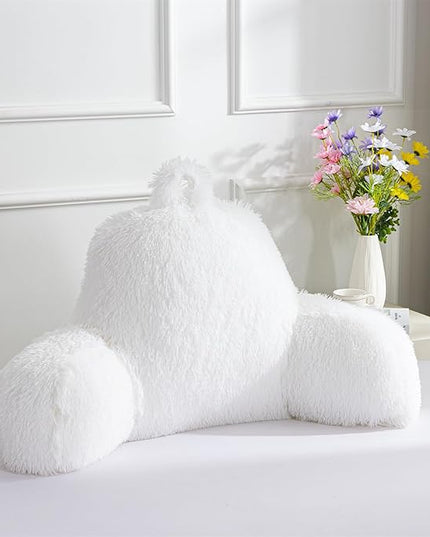 Aimuan Reading Pillow Bed Rest Wedge Large Adult Backrest Pillow with Arms Back Support for Sitting Up in Bed Cushion Incline Rest Sleeping Snoring Pillow,Whtie Standard - LeafyLoom