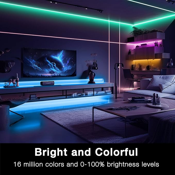 DAYBETTER Smart WiFi Led Lights, Tuya App Controlled, Work with Alexa and Google Assistant, Timer Schedule, RGB Strip Color Changing Décor for Bedroom Party Kitchen, 50ft DAYBETTER