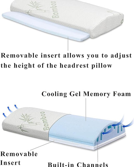 InteVision Foam Bed Wedge Pillow (26" x 25" x 7.5") and Headrest Set, 2" Memory Foam Top - Helps Relief from Acid Reflux, Post Surgery, Snoring - LeafyLoom